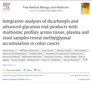 Integrative analyses of dicarbonyls and advanced glycation end-products with multiomic profiles across tissue, plasma and stool samples reveal methylglyoxal accumulation in colon cancer
