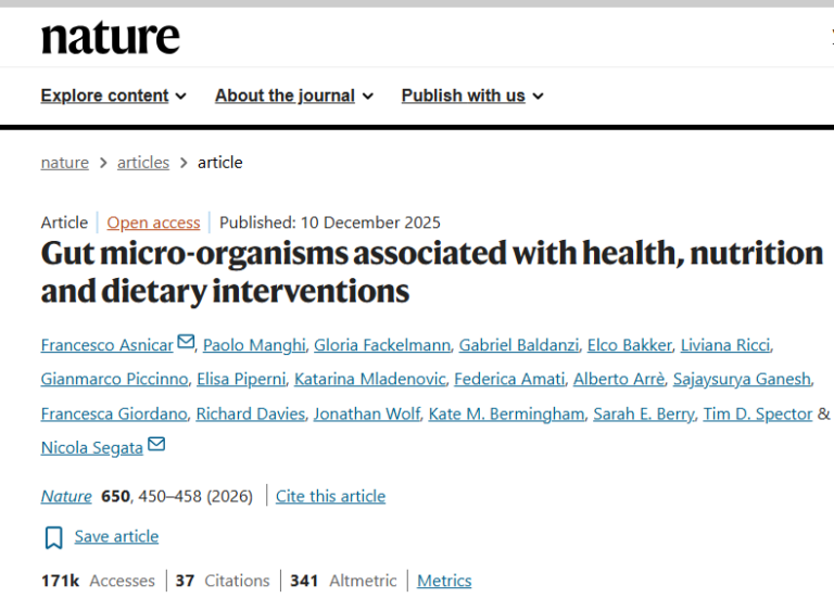 Gut micro-organisms associated with health, nutrition and dietary interventions