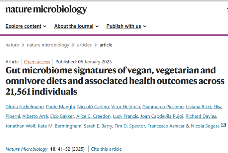 Gut microbiome signatures of vegan, vegetarian and omnivore diets and associated health outcomes across 21,561 individuals