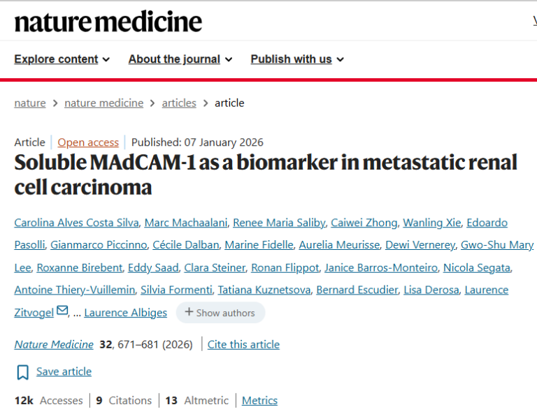 Soluble MAdCAM-1 as a biomarker in metastatic renal cell carcinoma
