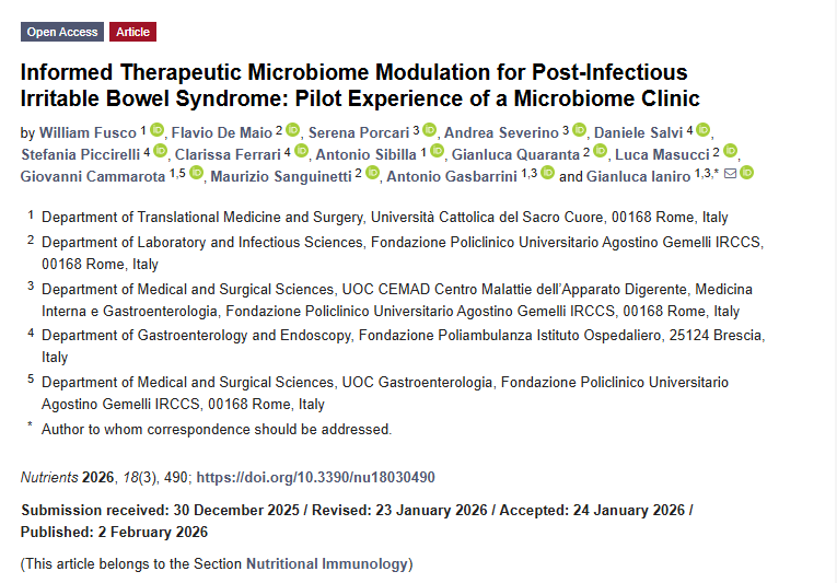 Informed Therapeutic Microbiome Modulation for Post-Infectious Irritable Bowel Syndrome: Pilot Experience of a Microbiome Clinic