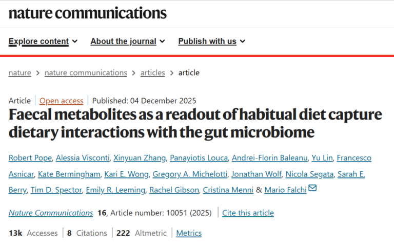 Faecal metabolites as a readout of habitual diet capture dietary interactions with the gut microbiome