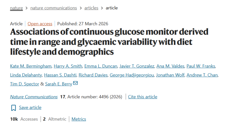 Associations of continuous glucose monitor derived time in range and glycaemic variability with diet lifestyle and demographics