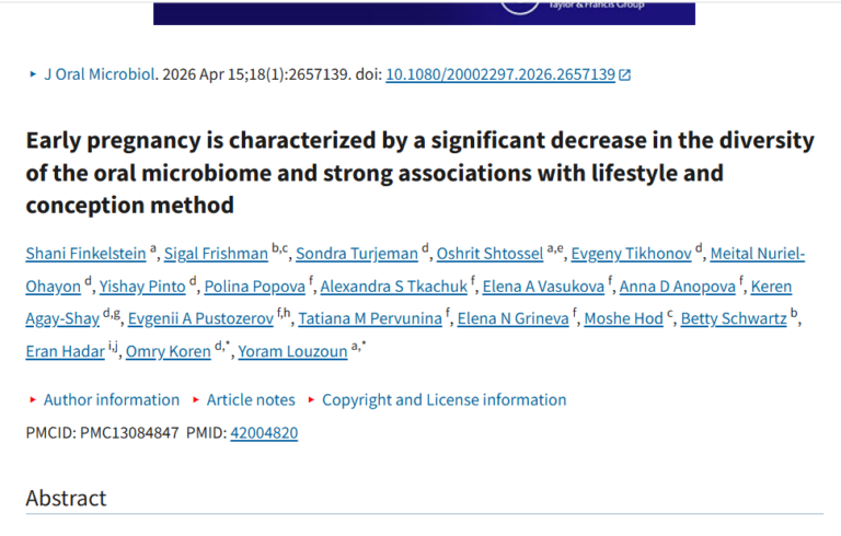 Early pregnancy is characterized by a significant decrease in the diversity of the oral microbiome and strong associations with lifestyle and conception method