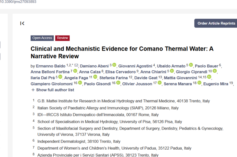 Clinical and Mechanistic Evidence for Comano Thermal Water: A Narrative Review