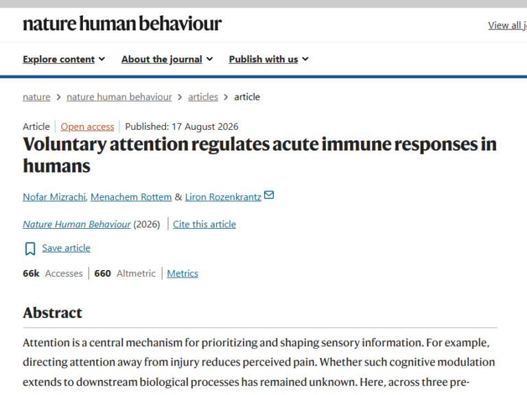 Voluntary attention regulates acute immune responses in humans